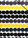 Kulmalukkokansio Marimekko Räsymatto mustakeltainen