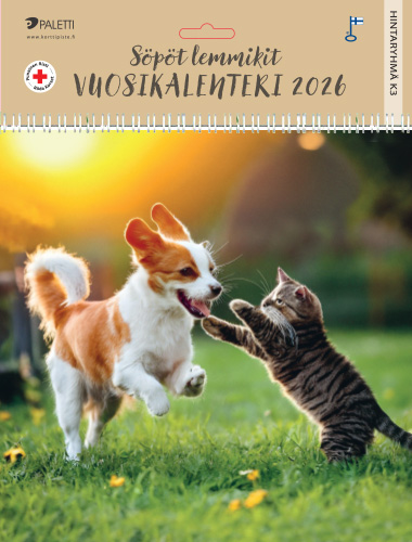 Seinäkalenteri 2026 SPR söpöt lemmikit 20,5x20,5 cm