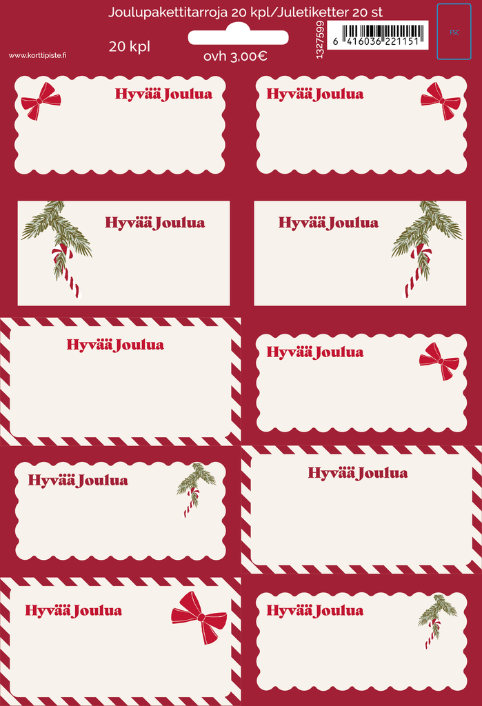 Pakettitarra joulu 2 arkkia raita