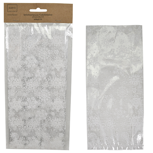 Sellofaanipussi joulu 10 kpl E lumihiutaleet