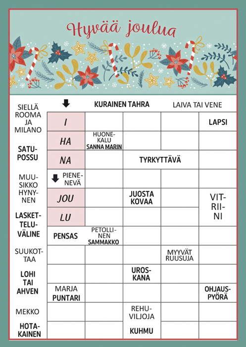 1-os joulu ristikkokortti