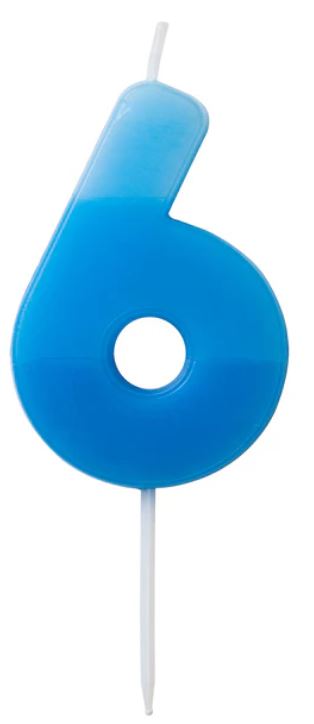 Number candle 6 blue