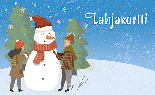 Lahjakorttipakkaus joulu sisätekstillä