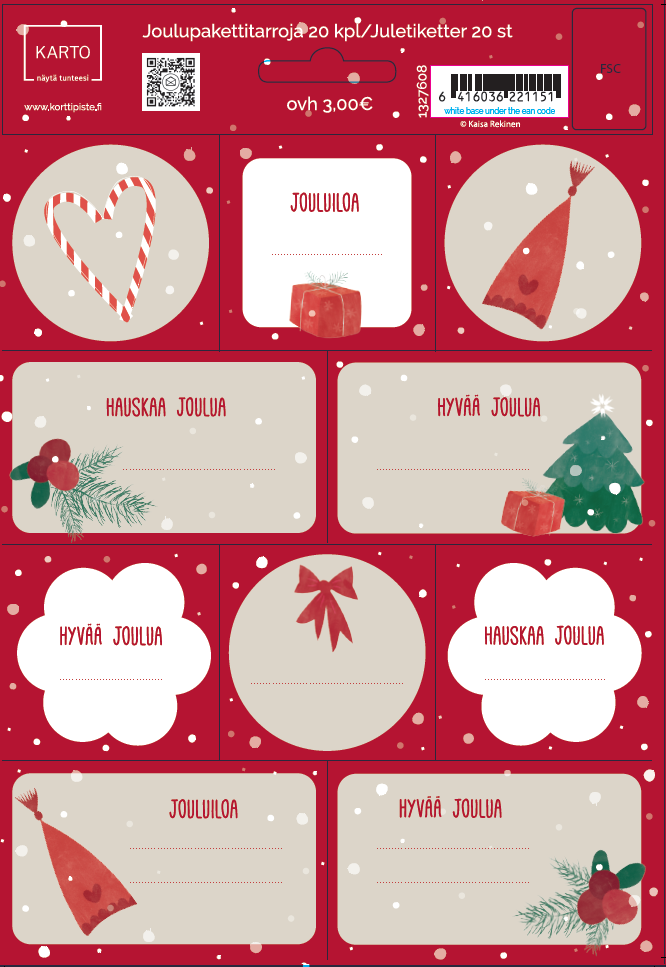 Pakettitarra joulu 2 arkkia Rekinen