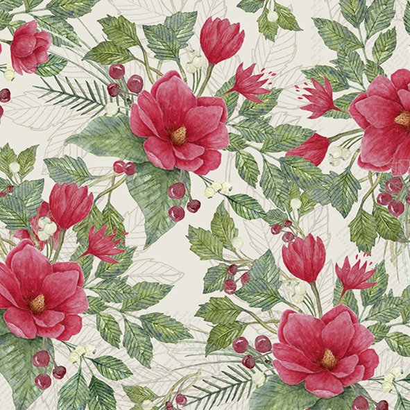 CHRISTMAS FLOWERS cream 33cm